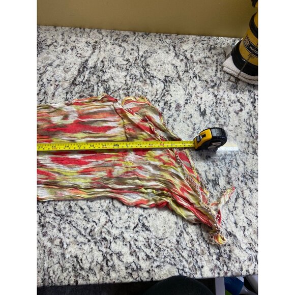 Womens Rectangle Scarf Orangel Crinkle Lightweight Tie Tassels Abstract Y2k - Picture 3 of 5